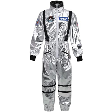 GRAJTCIN Women's Astronaut Costume Silver Spaceman Suit Space Pilot Jumpsuit Halloween Costumes Alie...