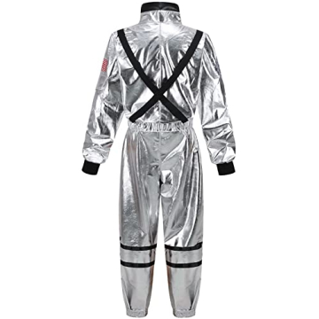 GRAJTCIN Women's Astronaut Costume Silver Jumpsuit