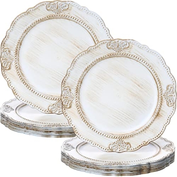 Antique White Charger Plates - 18 Pack for Elegant Dining