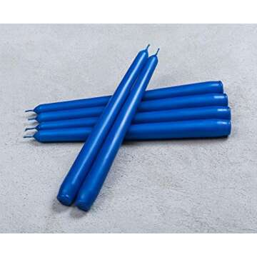 Melt Candle Tall Taper Candles, 10 Pack - Blue Candle Sticks, 10" W/ 8 Hour Burn Time - Dripless, Unscented Candles for Dinner - Wax Candle