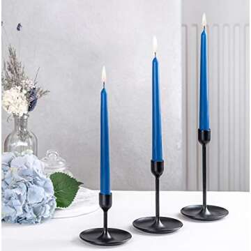 Melt Candle Tall Taper Candles, 10 Pack - Blue Candle Sticks, 10" W/ 8 Hour Burn Time - Dripless, Unscented Candles for Dinner - Wax Candle