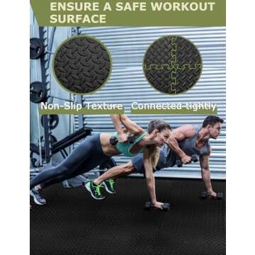 innhom Gym Flooring Gym Mats Exercise Mat for Floor Workout Mat Foam Floor Tiles for Home Gym Equipment Garage, 12 Black