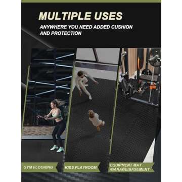 innhom Gym Flooring Gym Mats Exercise Mat for Floor Workout Mat Foam Floor Tiles for Home Gym Equipment Garage, 12 Black