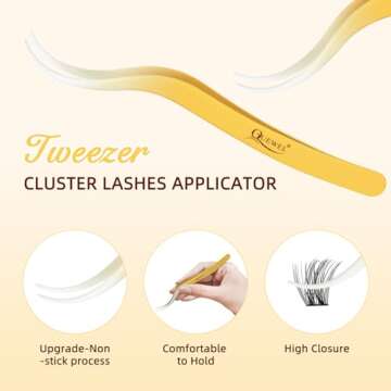 QUEWEL Self Adhesive Eyelashes Kit, Press On Lashes Pre Glued Eyelash Clusters Self Stick Cluster Lashes No Glue No Remover Needed DIY Lash Extension Kit for Beginners (ZN-01)