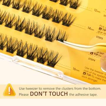 QUEWEL Self Adhesive Eyelashes Kit, Press On Lashes Pre Glued Eyelash Clusters Self Stick Cluster Lashes No Glue No Remover Needed DIY Lash Extension Kit for Beginners (ZN-01)