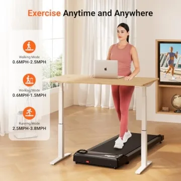 THERUN Portable Walking Pad Treadmill Compact Quiet Remote Control