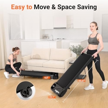 THERUN Portable Walking Pad Treadmill Compact Quiet Remote Control