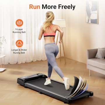 THERUN Portable Walking Pad Treadmill Compact Quiet Remote Control