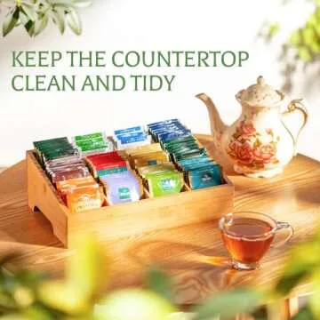 TIMIEEYA Bamboo Tea Bag Organizer - Stylish Storage Solution