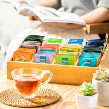 TIMIEEYA Bamboo Tea Bag Organizer - Stylish Storage Solution