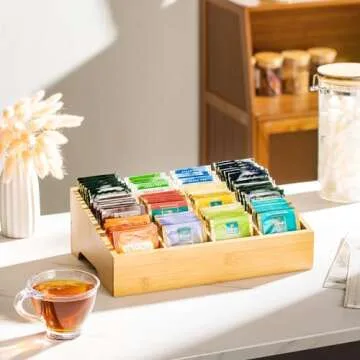 TIMIEEYA Bamboo Tea Bag Organizer - Stylish Storage Solution