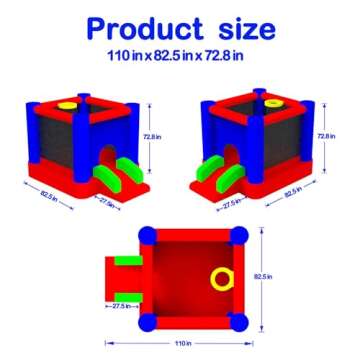 WELLFUNTIME Inflatable Bounce House Jumping Castle Slide with Blower, Kids Bouncer with Basketball Rim, 110x82.5x72.8 Inch Bouncy Castle