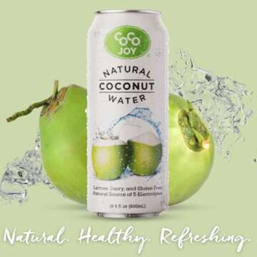 CoCo Joy Natural Coconut Water, 100% Coconut Water, Fresh, Low-Calorie, High-Calcium, Nutrient-Rich ...