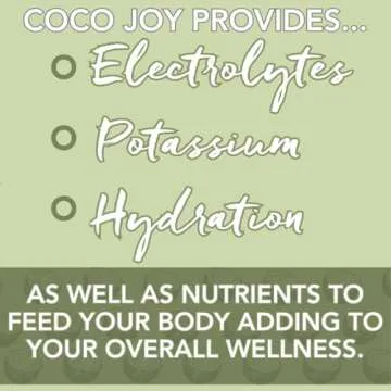CoCo Joy Natural Coconut Water, 100% Coconut Water, Fresh, Low-Calorie, High-Calcium, Nutrient-Rich Coconut-Water Drink with Electrolytes, Potassium, and Other Nutrients, 12 pack