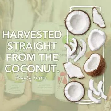 CoCo Joy Natural Coconut Water, 100% Coconut Water, Fresh, Low-Calorie, High-Calcium, Nutrient-Rich Coconut-Water Drink with Electrolytes, Potassium, and Other Nutrients, 12 pack