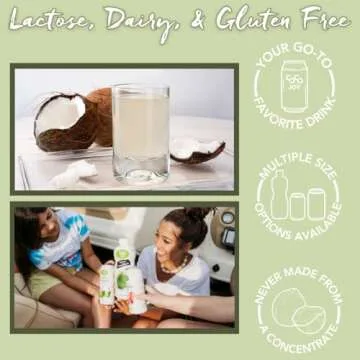 CoCo Joy Natural Coconut Water, 100% Coconut Water, Fresh, Low-Calorie, High-Calcium, Nutrient-Rich Coconut-Water Drink with Electrolytes, Potassium, and Other Nutrients, 12 pack