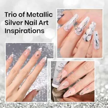 Beetles Metallic Silver Liner Gel Nail Art 7ml French Tip Gel Nail Polish 3D Mirror Chrome Effect Metal Painted Pens for Thin French Swirl Line Nail Art Polish Soak off Uv Lamp Manicure Salon