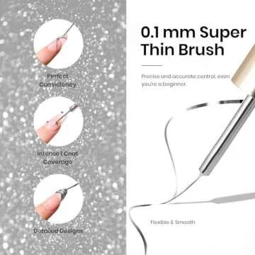 Beetles Metallic Silver Liner Gel Nail Art 7ml French Tip Gel Nail Polish 3D Mirror Chrome Effect Metal Painted Pens for Thin French Swirl Line Nail Art Polish Soak off Uv Lamp Manicure Salon