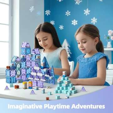 GobiDex 70PCS 2-in-1 Magnetic Blocks Tiles Frozen Toys for Girls, Princess Frozen Castle Magnet Building Blocks for Toddlers Kids, Build with MagWonder STEM Toys, 3+ Years Old Girls Birthday Gifts