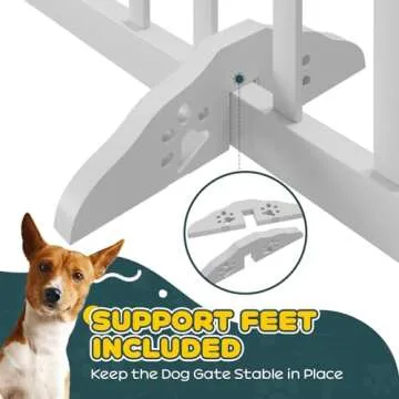 Semiocthome Freestanding Dog Gates for The House, Doorways, Stairs with 2PCS Support Feet, Foldable 4-Panel Pet Gates for Dogs, 24"(H) Extra Wide Doggy Fence for Inside Expands Up to 74"(W)- White