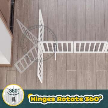 Semiocthome Freestanding Dog Gates for The House, Doorways, Stairs with 2PCS Support Feet, Foldable 4-Panel Pet Gates for Dogs, 24"(H) Extra Wide Doggy Fence for Inside Expands Up to 74"(W)- White