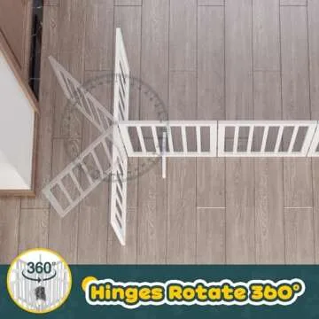 Semiocthome Freestanding Dog Gates for The House, Doorways, Stairs with 2PCS Support Feet, Foldable 4-Panel Pet Gates for Dogs, 24"(H) Extra Wide Doggy Fence for Inside Expands Up to 74"(W)- White