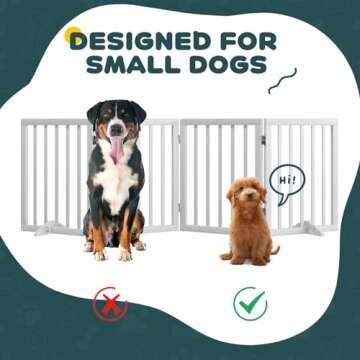 Semiocthome Freestanding Dog Gates for The House, Doorways, Stairs with 2PCS Support Feet, Foldable 4-Panel Pet Gates for Dogs, 24"(H) Extra Wide Doggy Fence for Inside Expands Up to 74"(W)- White