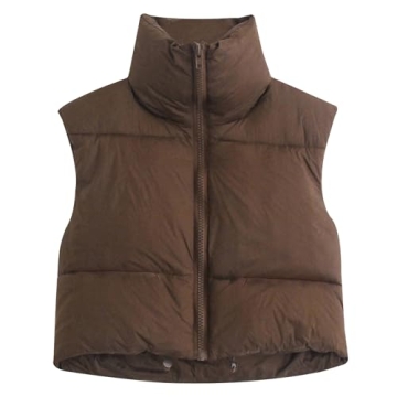 Stylish Hixiaohe Women's Winter Crop Puffer Vest Online