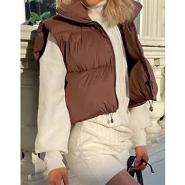 Stylish Hixiaohe Women's Winter Crop Puffer Vest Online