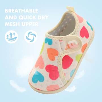 Baby Boys Girls Barefoot Swim Water Shoes Beach Walking Sandals Athletic Sneakers Colorful Heart 6-1...