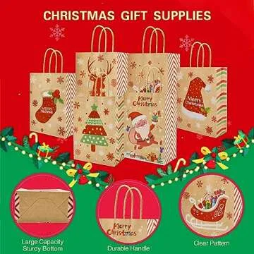 U-PTYTM 24 Christmas Gift Bags - Fun & Festive