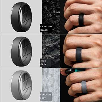 ThunderFit Men's Silicone Rings 10mm Wide 2.5mm Thick Rubber Bands, Breathable,Variety Multipack 1-7