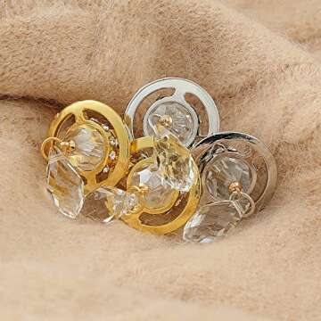 WDLYAN 3D Saturn Pendant Necklace for Women - Anime NANA Cool Girl Punk Saturn Planet Necklace Gothic Jewelry Christmas Gifts, Zinc, Rhinestone, gold earrings