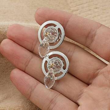 WDLYAN 3D Saturn Pendant Necklace for Women - Anime NANA Cool Girl Punk Saturn Planet Necklace Gothic Jewelry Christmas Gifts, Zinc, Rhinestone, gold earrings