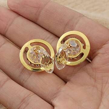 WDLYAN 3D Saturn Pendant Necklace for Women - Anime NANA Cool Girl Punk Saturn Planet Necklace Gothic Jewelry Christmas Gifts, Zinc, Rhinestone, gold earrings