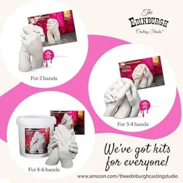 Edinburgh Premium Hand Casting Kit Couples - Lifelike Stone Sculpture for Two DIY Mother's Day Hand Mold Mom Dad Gifts Wedding Engagement Anniversary Husband Wife Boyfriend Girlfriend Unique Ideas