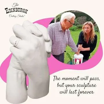 Edinburgh Premium Hand Casting Kit Couples - Lifelike Stone Sculpture for Two DIY Mother's Day Hand Mold Mom Dad Gifts Wedding Engagement Anniversary Husband Wife Boyfriend Girlfriend Unique Ideas