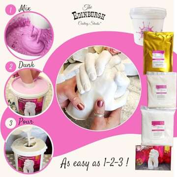 Edinburgh Premium Hand Casting Kit Couples - Lifelike Stone Sculpture for Two DIY Mother's Day Hand Mold Mom Dad Gifts Wedding Engagement Anniversary Husband Wife Boyfriend Girlfriend Unique Ideas