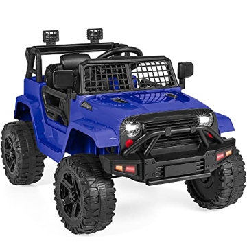 Best Choice Products 12V Kids Ride On Truck Car w/Parent Remote, LED Lights, AUX Port - Blue