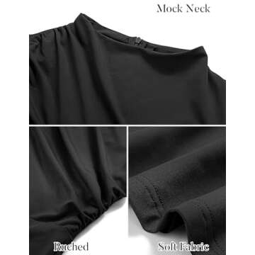 MIROL Women's 2025 Bodycon Maxi Dress Mock Neck Side Slit Fall Long Sleeve Ruched Long Dress Black