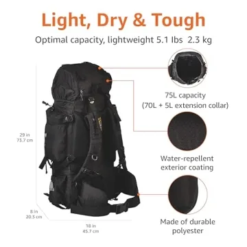 Reliable Amazon Basics Internal Frame Backpack - 75 Liters
