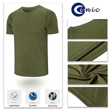Cimic Workout Shirts for Men, 5 Pack Mens Crew Neck Casual Gym Shirts Short Sleeve Plain Athletic Mo...