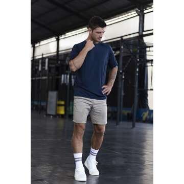 Cimic Workout Shirts for Men, 5 Pack Mens Crew Neck Casual Gym Shirts Short Sleeve Plain Athletic Moisture Wicking Dry Fit Active T-Shirts