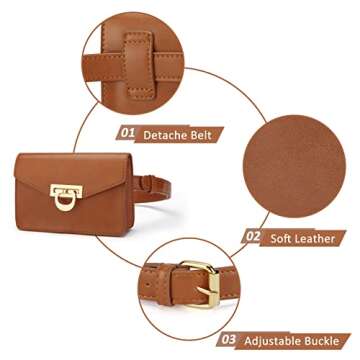 ECOSUSI Fanny Pack for Women PU Leather Belt Bag Waist Bag Fashion Waist Pack Pouch Small Purse for Party, Travel, Hiking