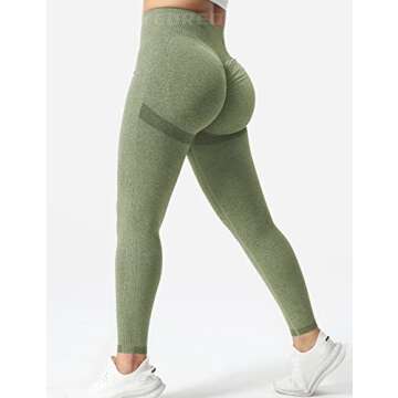 YEOREO Scrunch Butt Lift Leggings for Women Workout Yoga Pants Ruched Booty High Waist Seamless Leggings Compression Tights Khaki Green M