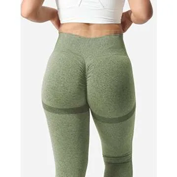 YEOREO Scrunch Butt Lift Leggings for Women Workout Yoga Pants Ruched Booty High Waist Seamless Leggings Compression Tights Khaki Green M