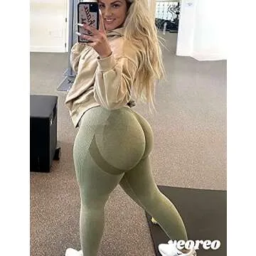 YEOREO Scrunch Butt Lift Leggings for Women Workout Yoga Pants Ruched Booty High Waist Seamless Leggings Compression Tights Khaki Green M