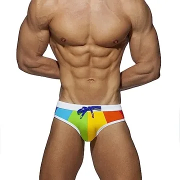 Stylish Men's Rainbow Swim Briefs for Summer Fun