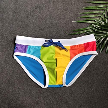 Stylish Men's Rainbow Swim Briefs for Summer Fun