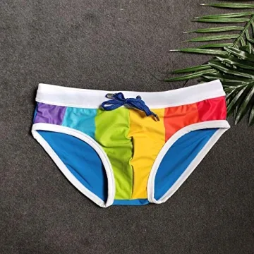 Stylish Men's Rainbow Swim Briefs for Summer Fun